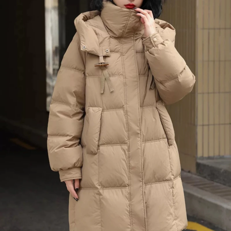 Hooded Puffer Coats for Women, Casual Puffer Coats, Loose Pockets Down Jackets Windproof Warm Jackets, Korean Commuter Outerwear