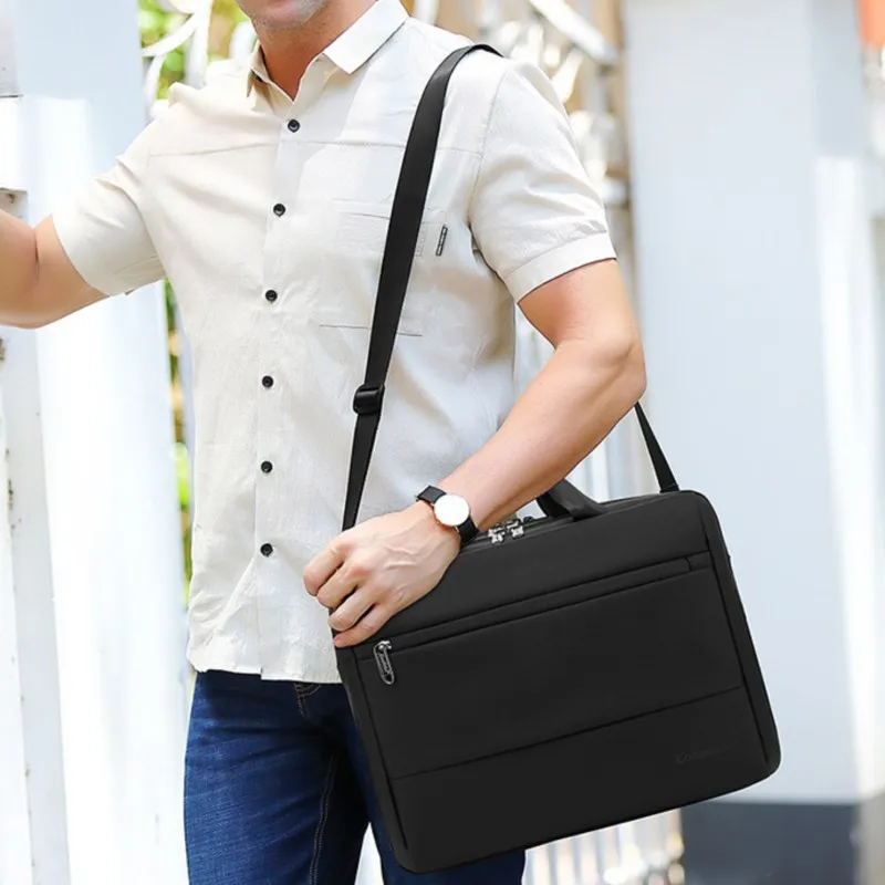 Bolso impermeable de doble capa para ordenador portátil de negocios, bandolera anticaída de un solo hombro para hombre, Bolsa protectora para ordenador portátil
