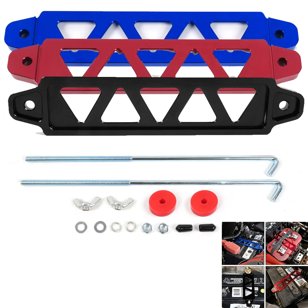 1Pc Car Battery Tie Down Bracket Aluminum Alloy 190MM Auto Battery Hold Down Bracket Battery Mount Holder Hold Lock Auto Part