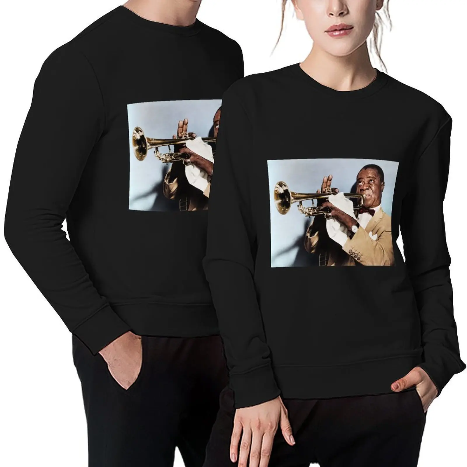 

Louis Armstrong, 1953 colorized Pullover men's autumn clothes winter clothes autumn men clothes sweatshirts for men