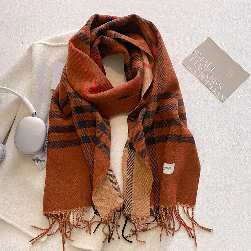 

New Autumn Winter Fashion Cashmere Plaid Design Scarf Men Women Warm Thickening Shawl Neckerchief Scarves Bufanda Tassel 2025