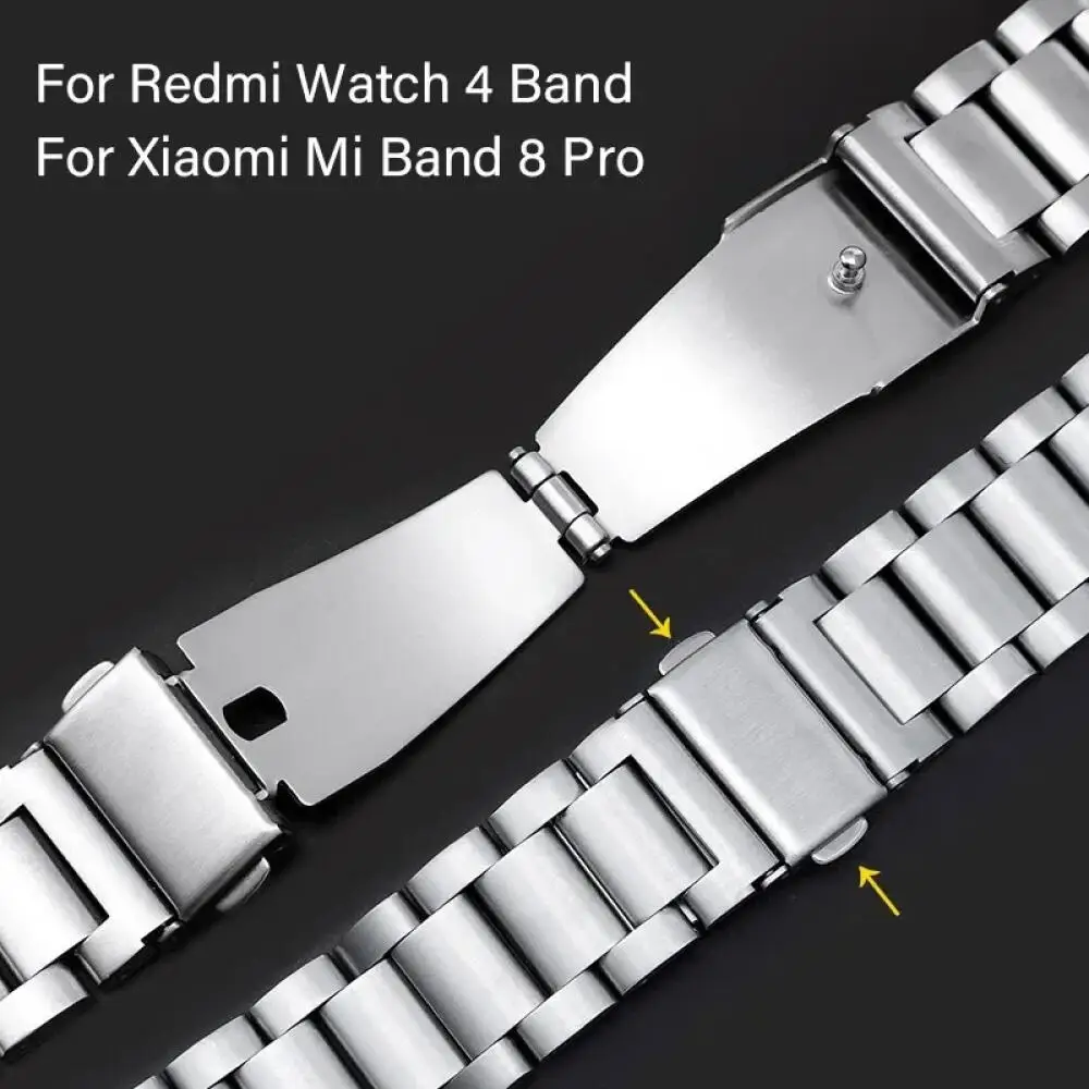 حزام من الفولاذ المقاوم للصدأ لساعة Redmi 5 4 سوار ساعة معدني فاخر بديل لسوار Xiaomi Mi Band 9Pro 8Pro الرياضي