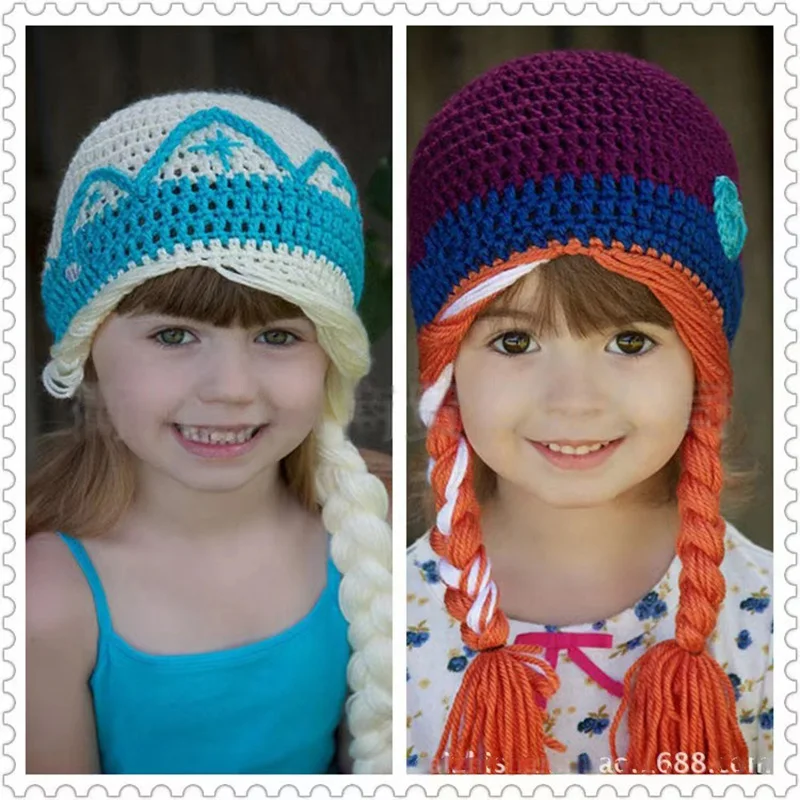 Kids Colorful Winter hat Wool knitted Ear Flap warm hat for little girls