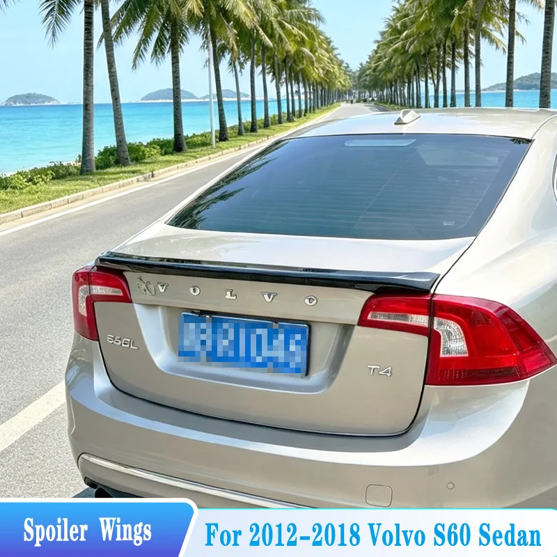 For 2014-2018 Volvo S60 Sedan Rear Trunk Lip Spoiler Wings High Quality ABS Plastic Car Exterior Tuning Trim BodyKit Accessories