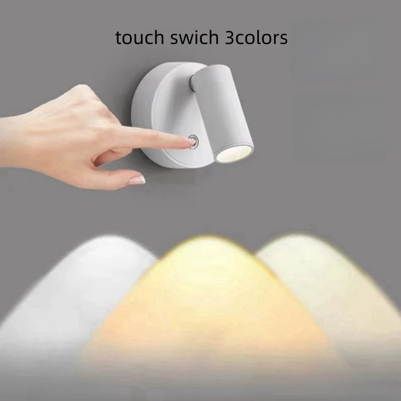 

USB Rechargeable LED Cordless Wall spot Light Dimmable Bedside Wall Lamp for Reading Magnetic Base with Touch Switch Black White