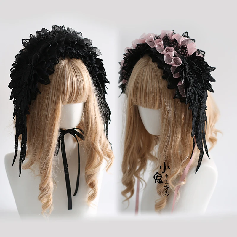 

Original Halloween Wings Headband Dark Lolita Lace Sparrow Feather Lo Mother Goth Lolita Kc Subculture