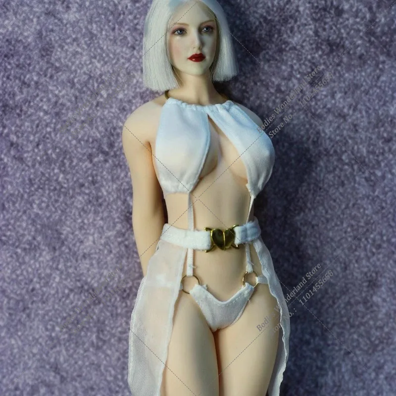Белый цвет, масштаб 1/6, женское вечернее платье с бретелькой на шее, длинная юбка, модель одежды, подходит для 12-дюймовой фигурки женщины-солдата, тело