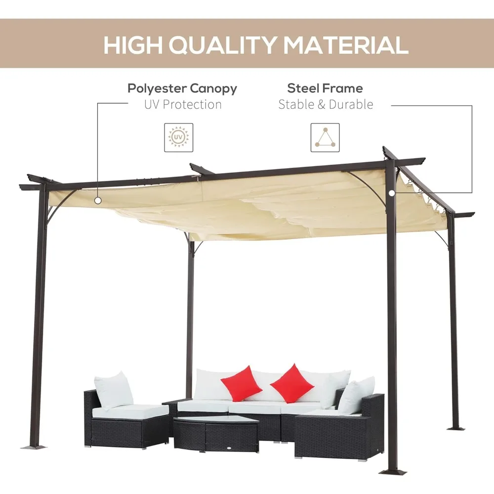 Imagem -02 - Retrátil Outdoor Pergola Canopy Metal Pátio Sombra Shelter para Quintal Varanda Party Garden Grill Gazebo Bege 11.5 x 11.5