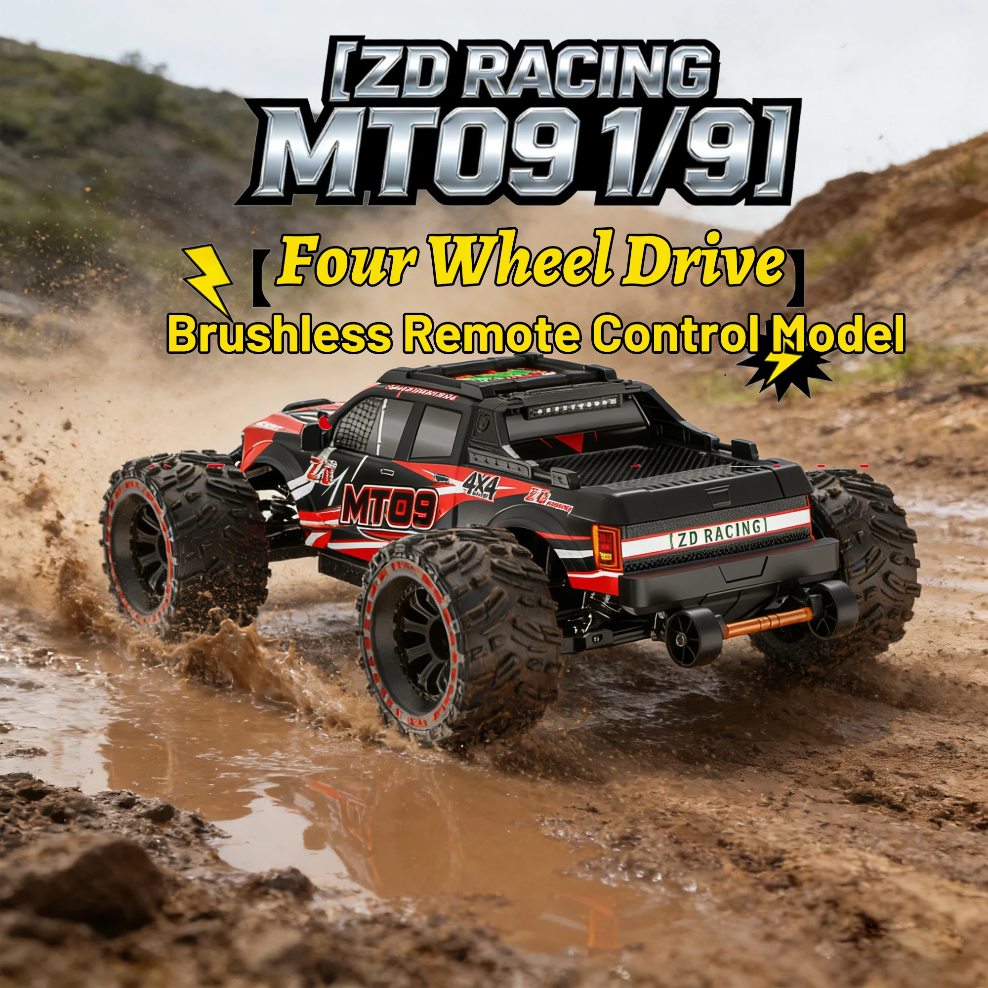 ZD Racing 1/9 Remote Control Off-Road Vehicle MT09 2.4GHZ 4CH Four Wheel Drive Brushless Electric Toy SURPASS 3674 2600KV Motor