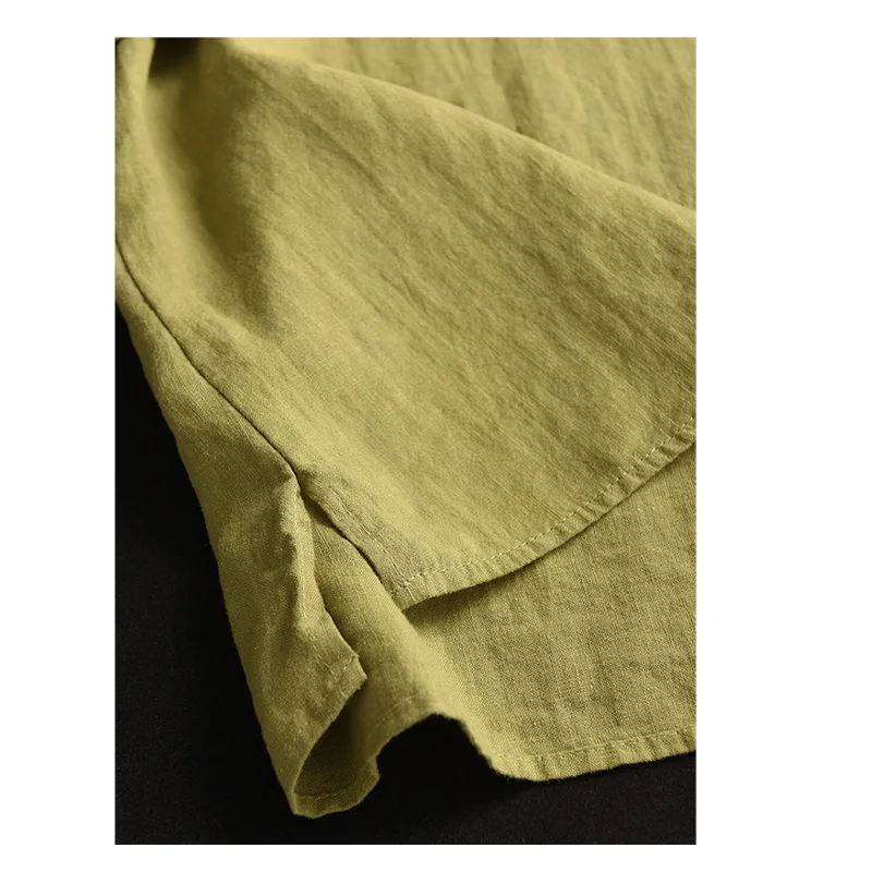 Natural Pure Linen Women's Shirt, White Short-sleeved, Simple and Elegant Top, Youthful Fashionable Street Wear Comfortable Cool