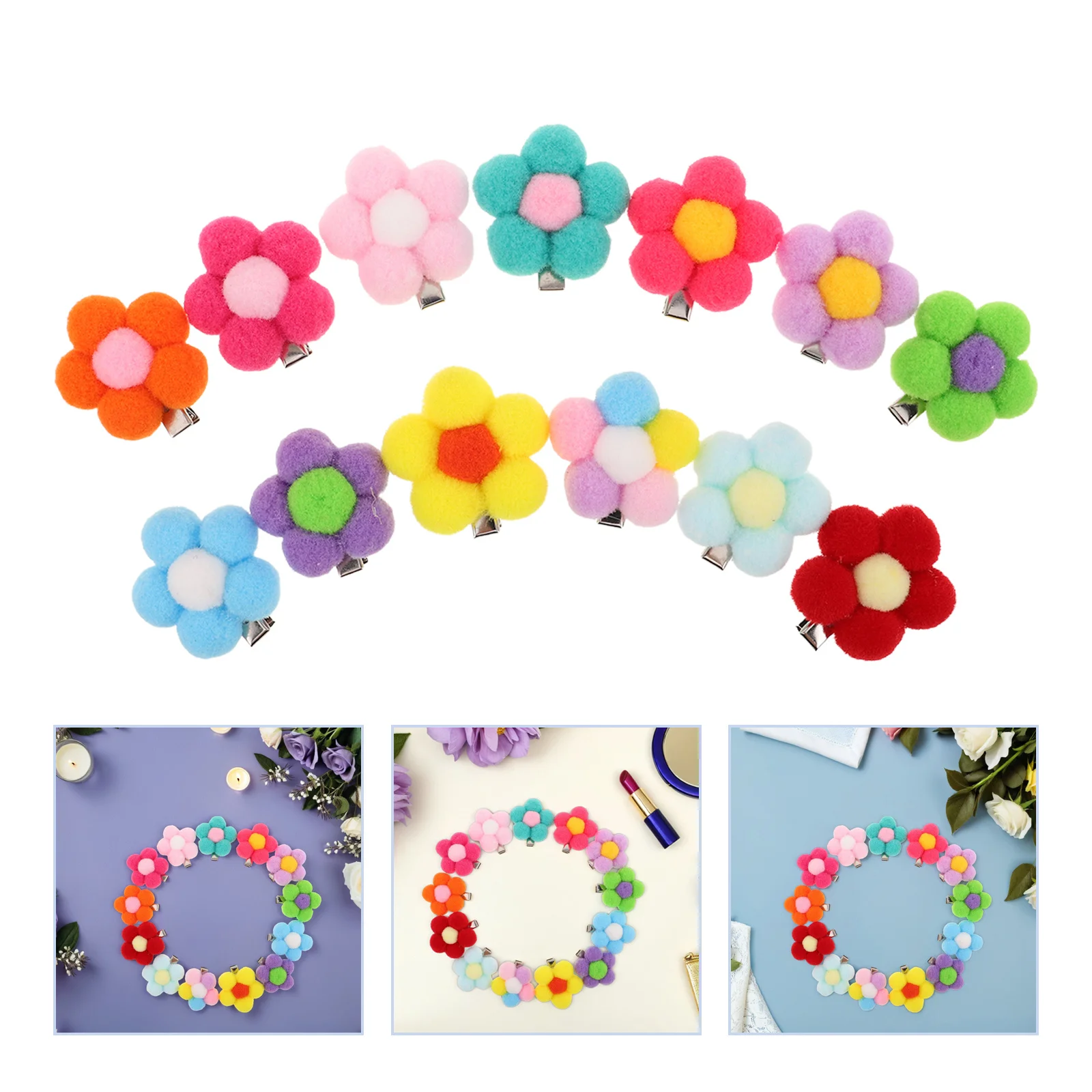 

65Pcs Pet Hair Clips Colorful Flower Mini Clamps Lightweight Comfortable Fit for Dogs Cats Photoshoots Parties Accessories