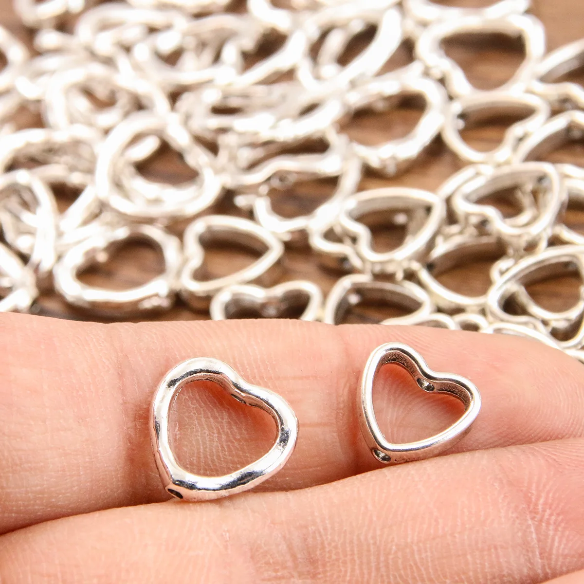 20PCS DIY Jewelry Hollow Heart Beads Alloy Small Hole Beads Connector Bracelet Necklace Beads EF4282 EF4287