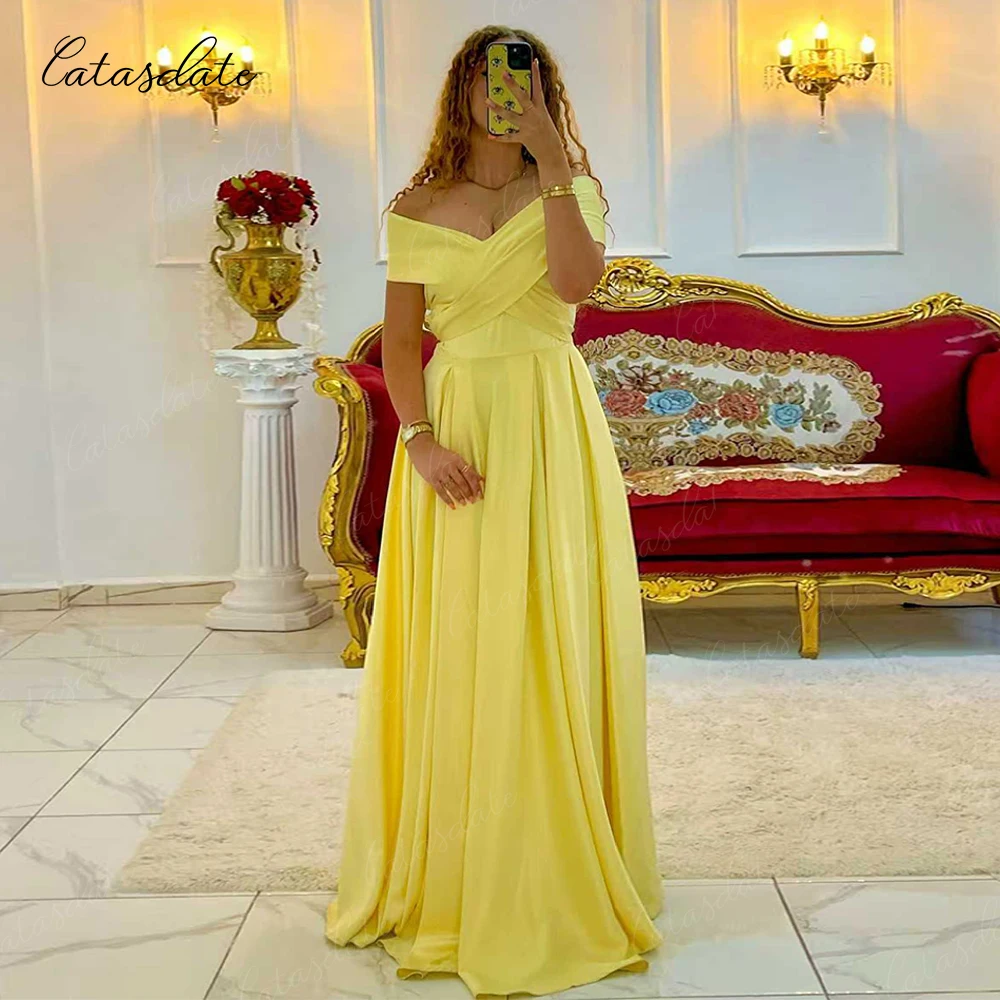

Catasdate Off Shoulder Sweetheart Evening Dress Prom Dress Satin A Line Party Dress for Women vestidos de fiesta Customized