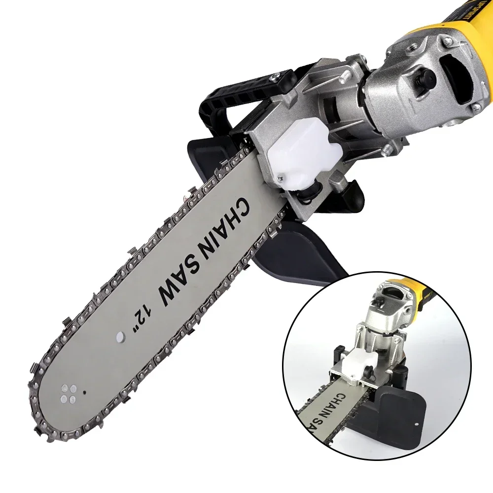 12 Inch Electric Saw Bracket Set Suit for M10/M14/M16 Brushless Angle Grinder Converted to Handheld Woodworking Chainsaw Tool