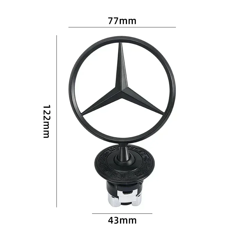 Hood Grille Chrome Star Emblem Logo Mounted Star Front Hood Ornament For Mercedes Benz W204 W205 W203 W211 W212 W213 W201 W210 view 6
