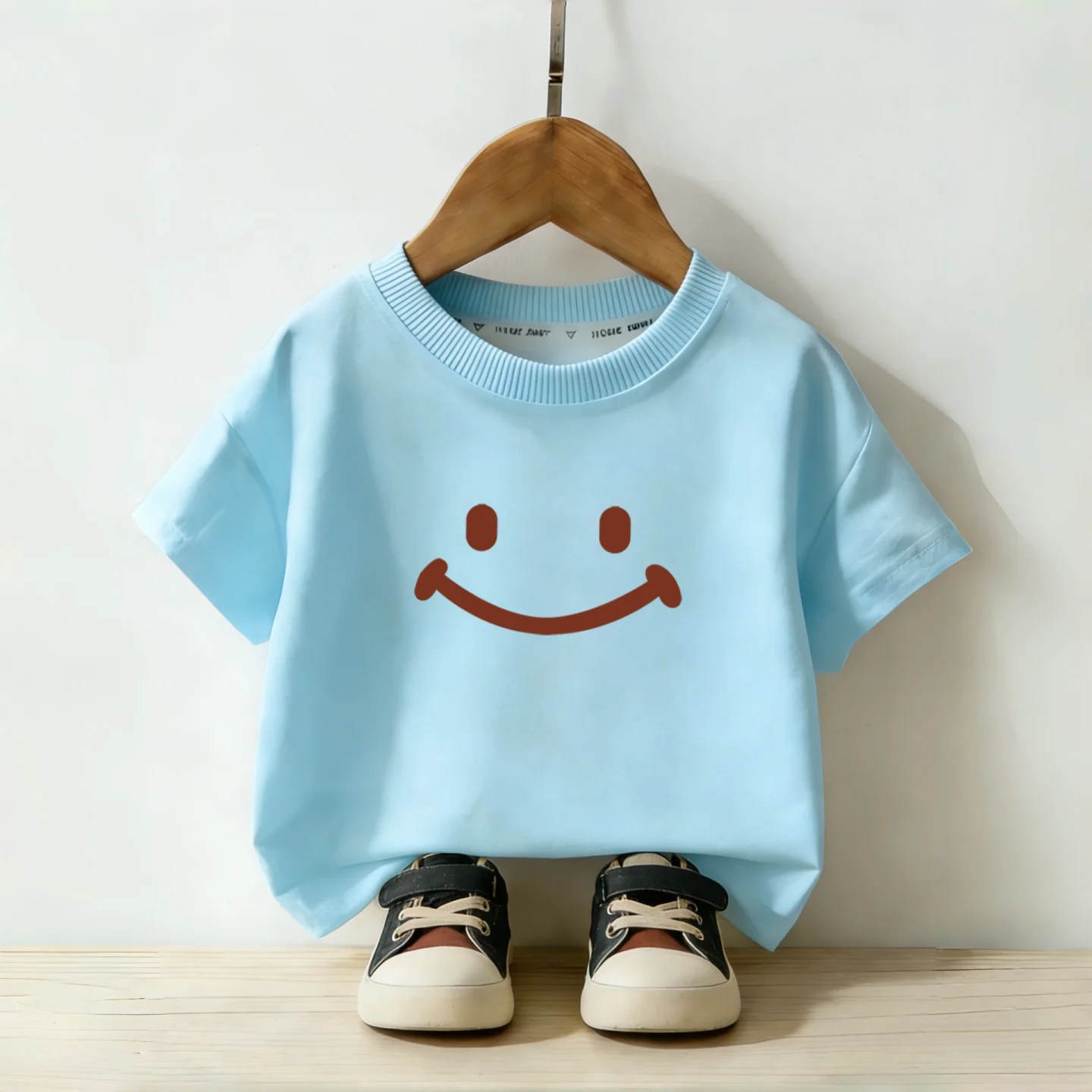 Korean Version Smiling Boy and Girl T-shirt 2026 New Parent-child Outfit Summer Thin Casual Student Top