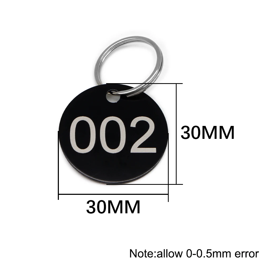 Number 001-200 Round Tags Aluminum Plates With KeyRing Sign For Key Item Mark Tags Club ID Card Series Tags KeyChain