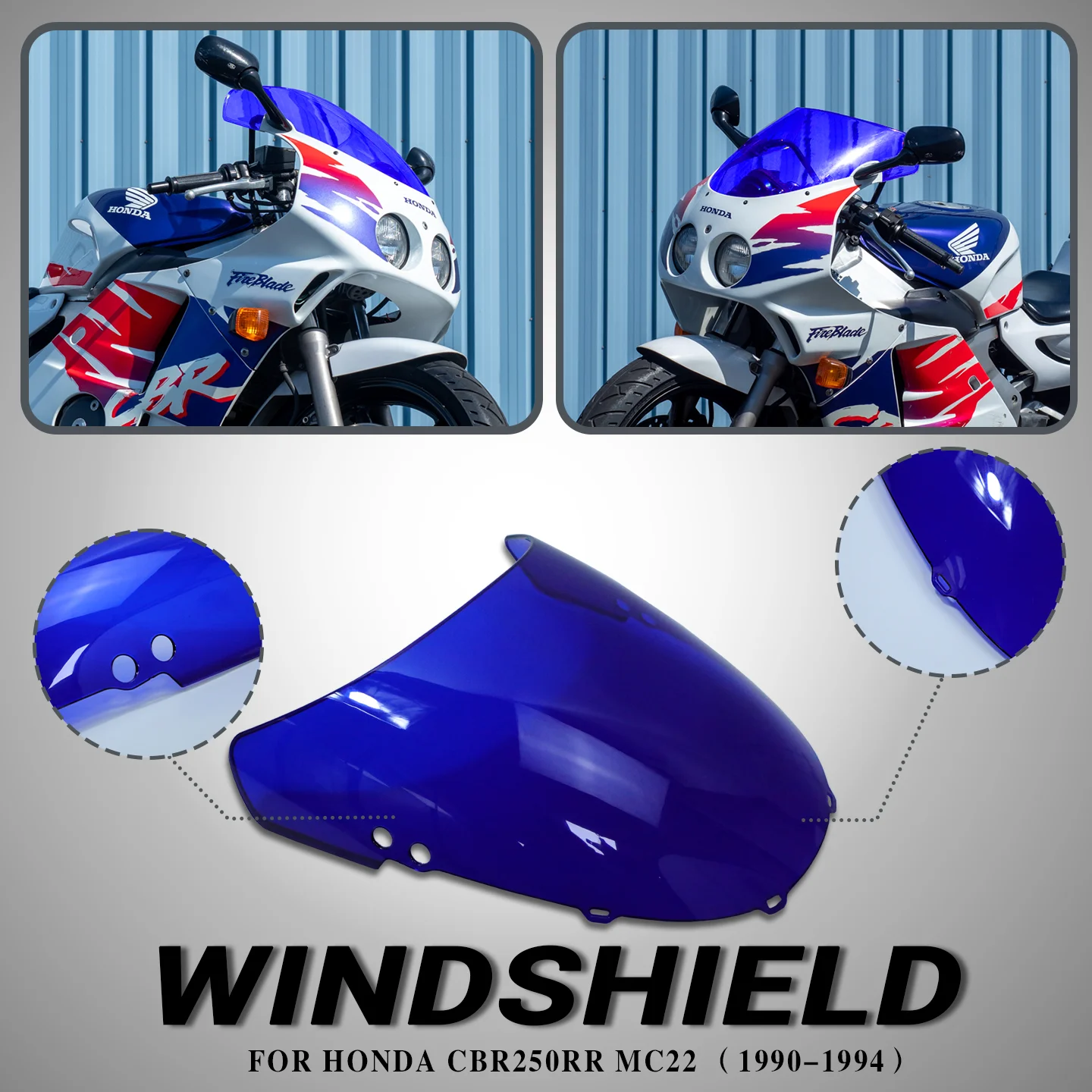 CBR250RR MC22 الزجاج الأمامي لهوندا CBR250RR MC22 دراجة نارية الزجاج الأمامي الكفن هدية CBR250RR MC22 الزجاج الأمامي 1990-1994 #1