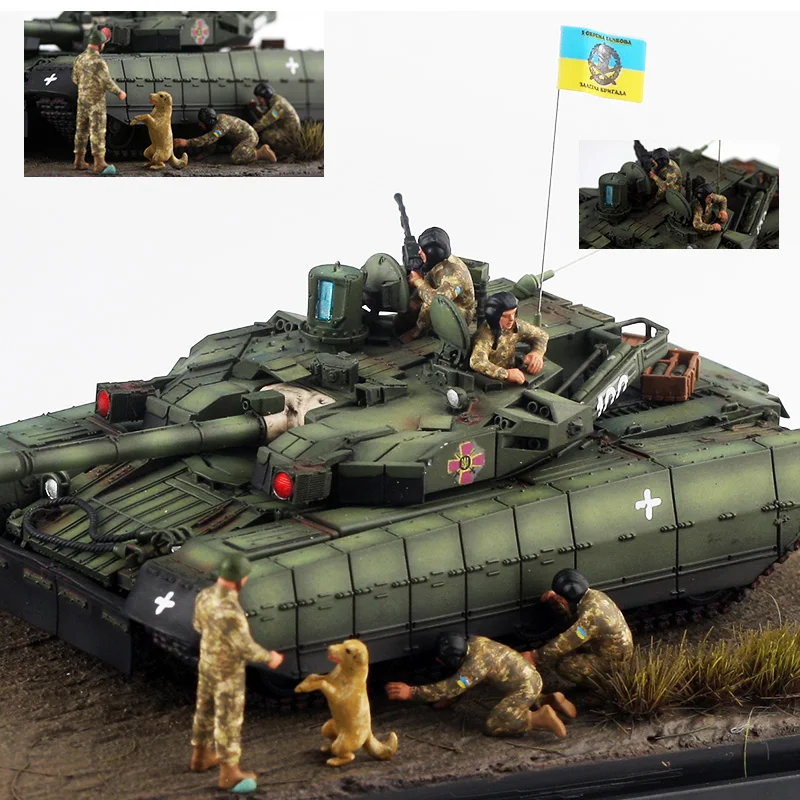 

1:72 Model 5 Pcs Ukrainian Crew Members Can be Equipped With T84 Action Figures W Dog DIY Scene Accessory Display Collection