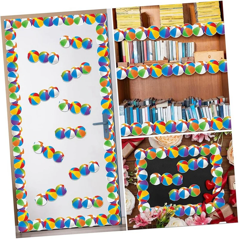 Bulletin Board Border 68.9 Feet Beach Ball Border Trim Borders For School Classroom Home Chalkboard Decoration Easy To Use