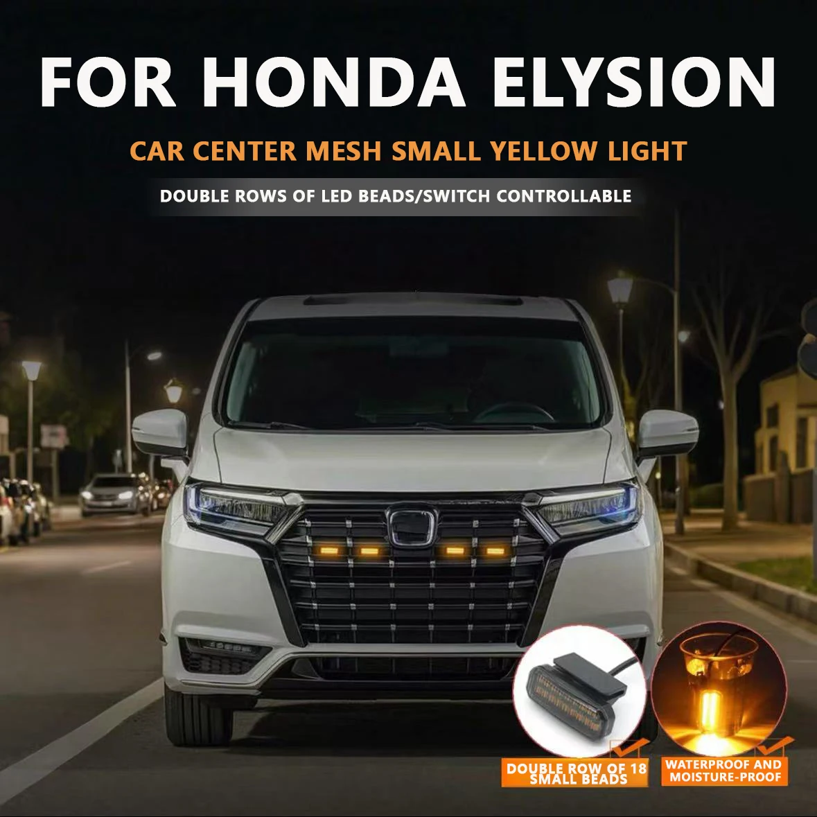 

LED Car Lights Front LED Grille Lights With Harness Eagle Eye Lamp FOR 2022-2025 HONDA ELYSION center mesh small yellow light