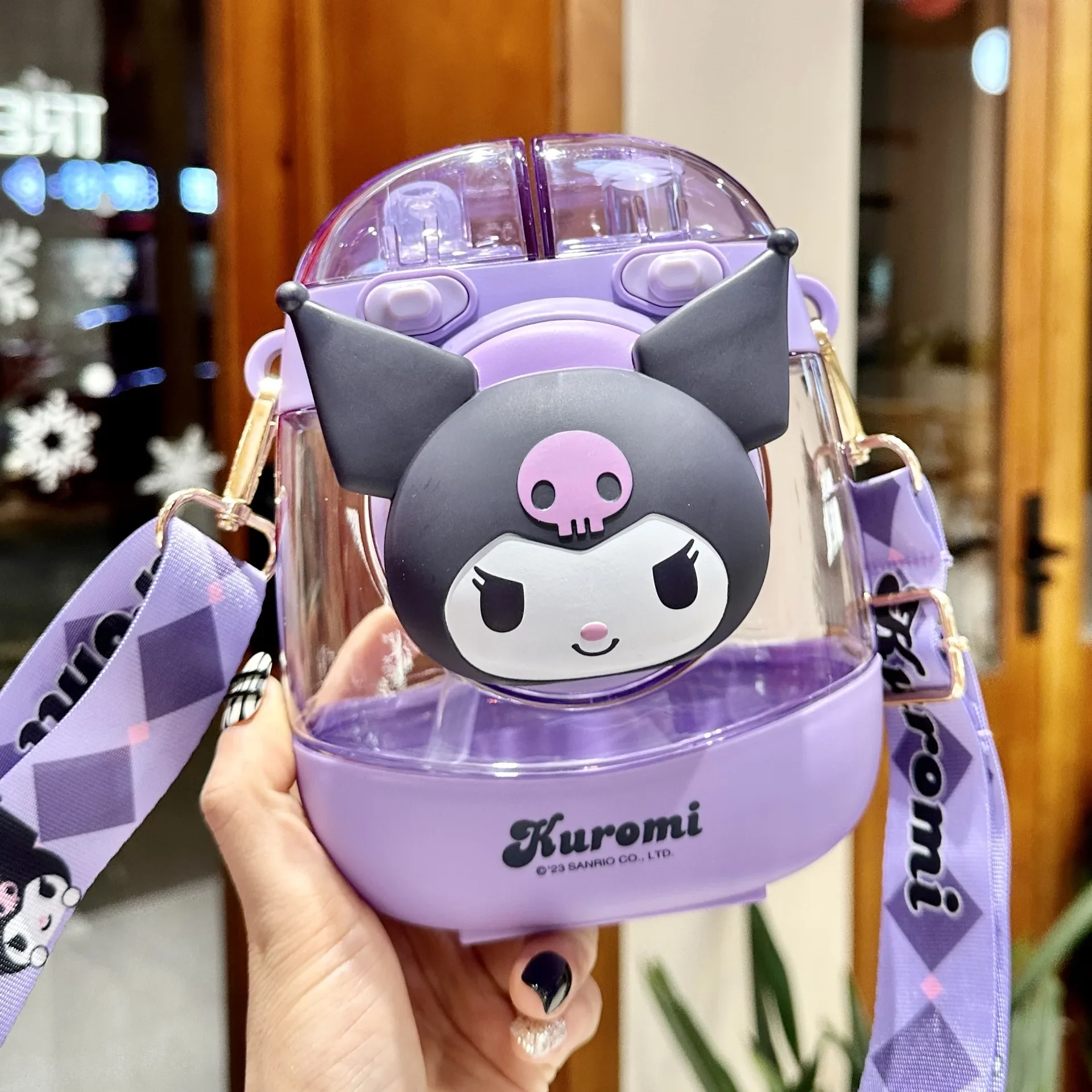 Spring  Summer Sanrio Kuromi Space Cup Large Capacity Children's Water Cup Girls Portable Plastic Cup Travel 1000ml Kawaii