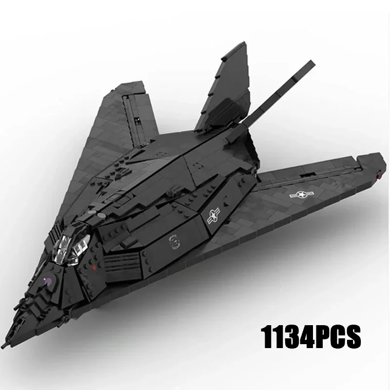 Moc Building Bricks Military Model F-117 Nighthawk Fighter Jet Technology Modular Blocks Gifts Christmas Toys DIY Sets Assembly