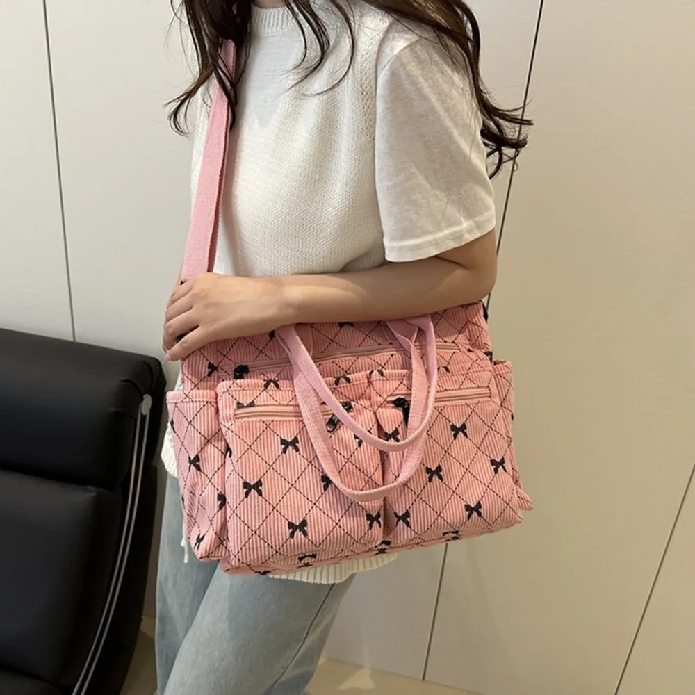 

Модная милая женская сумка на плечо с бантом и принтом, большая вместительная сумка-тоут подмышками, повседневная легкая женская дорожная сумка