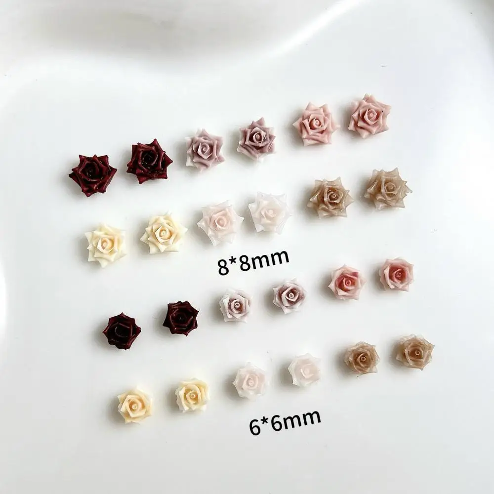 60Pcs New Solid Color Resin Camellia Nail Charms Minimalist Simulated Luminous Rose Nail Art Accessories DIY Nail Decorations