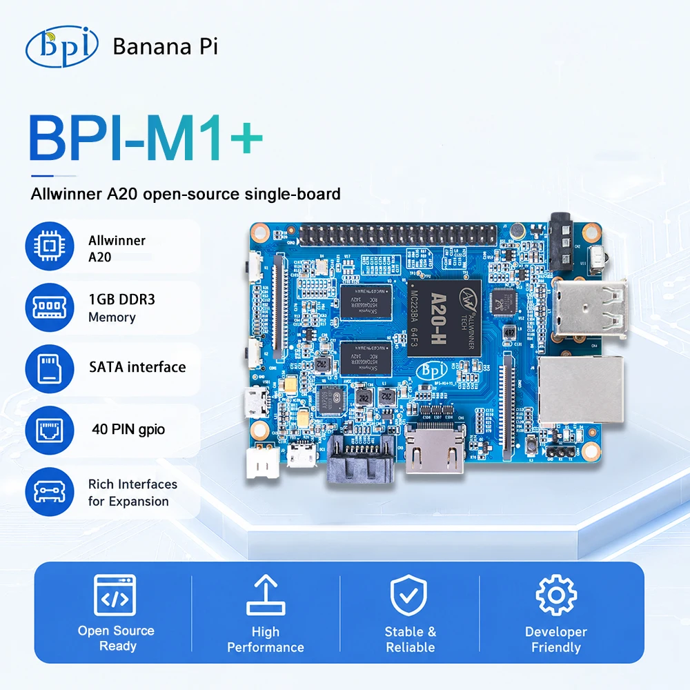 Banana Pi BPI-M1+ Allwinner A20 Dual-core 1 GB DDR3 Support Wifi SATA IR DSI Run Android 4.4 Lubuntu Open Suse Debian Raspbian