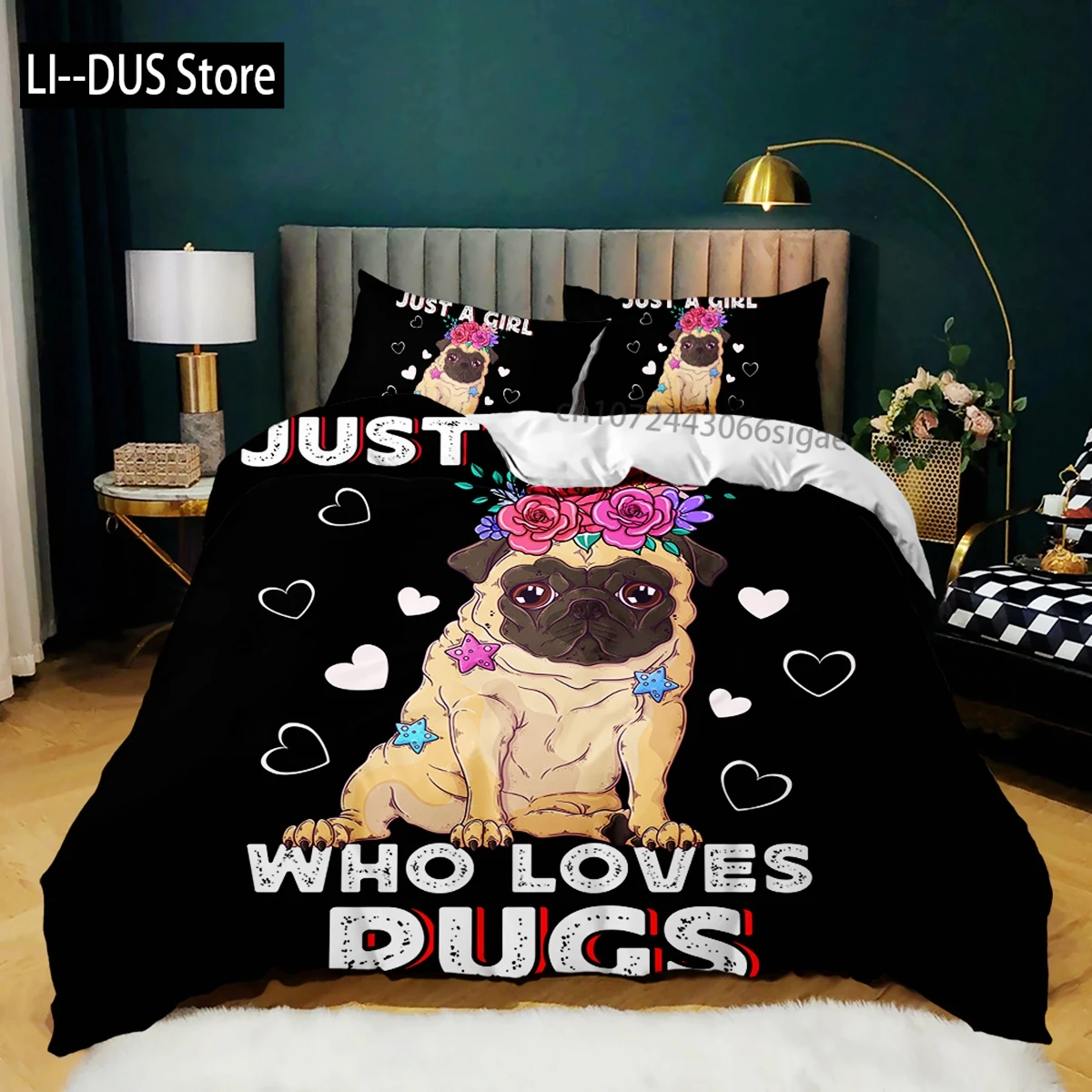 

Cartoon Duvet Cover Set Howling Wolf In The Moonlit Night Bedding Set Polyester Just A Girl Who Loves Wolves Pattern Quilt Cover
