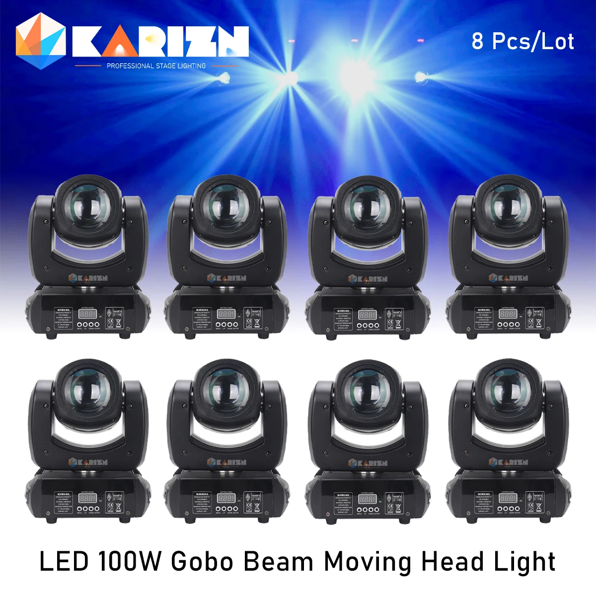 

No Tax 8Pcs LED 100W Beam Gobo Moving Head Stage Light Effect 18 Prism DMX512 For Club KTV Disco DJ Party Lighting