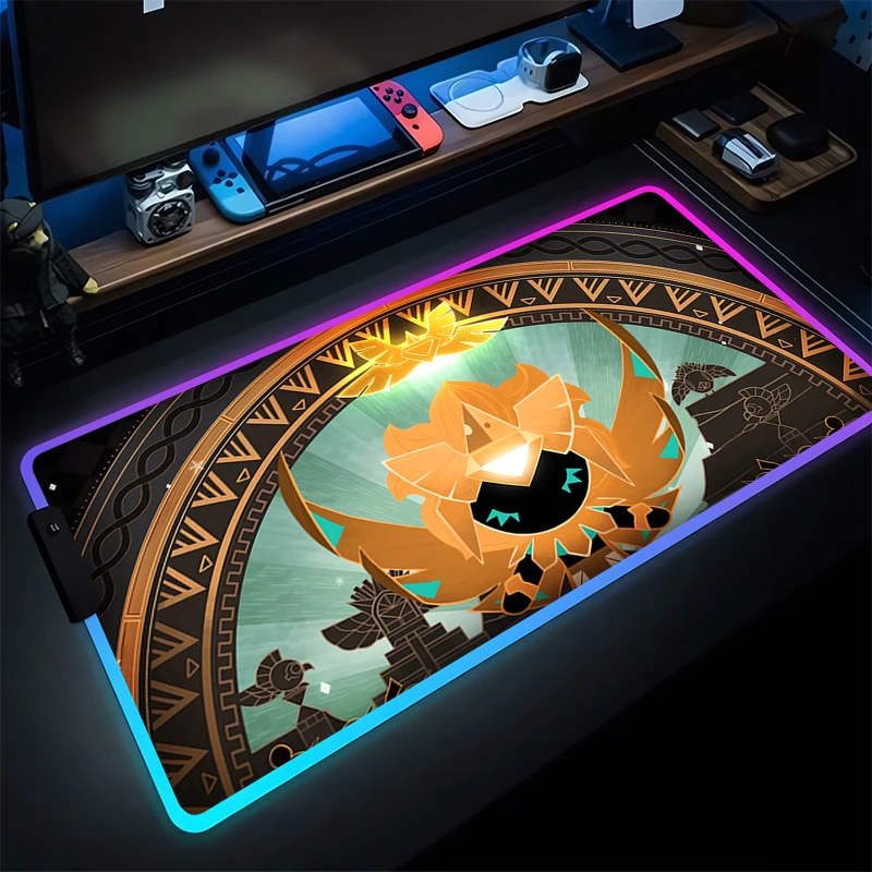 LED tapis de souris bureau PC biscuits Run Kingdom tapis de bureau RGB mignon Anime Gamer clavier tapis de Table ordinateur portable accessoires de jeu tapis de souris