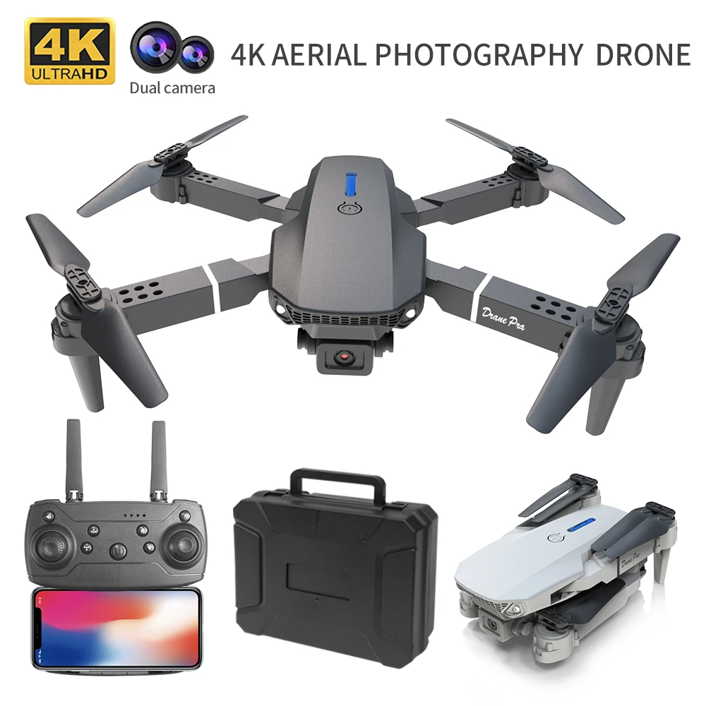 DWI D19/E88 Pro Drone 4k Profesional HD 4k Rc aereo Dual-Camera grandangolare testa telecomando Quadcopter aereo giocattolo elicottero