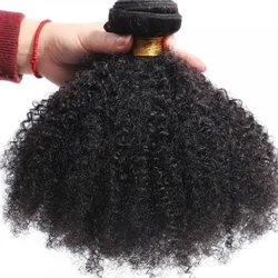 Afro Kinky Bulk Human Hair 3 Bundles 8 - 30 Inches Curly Weave 100% Unprocessed Virgin Extensions for Black Women Natural Color