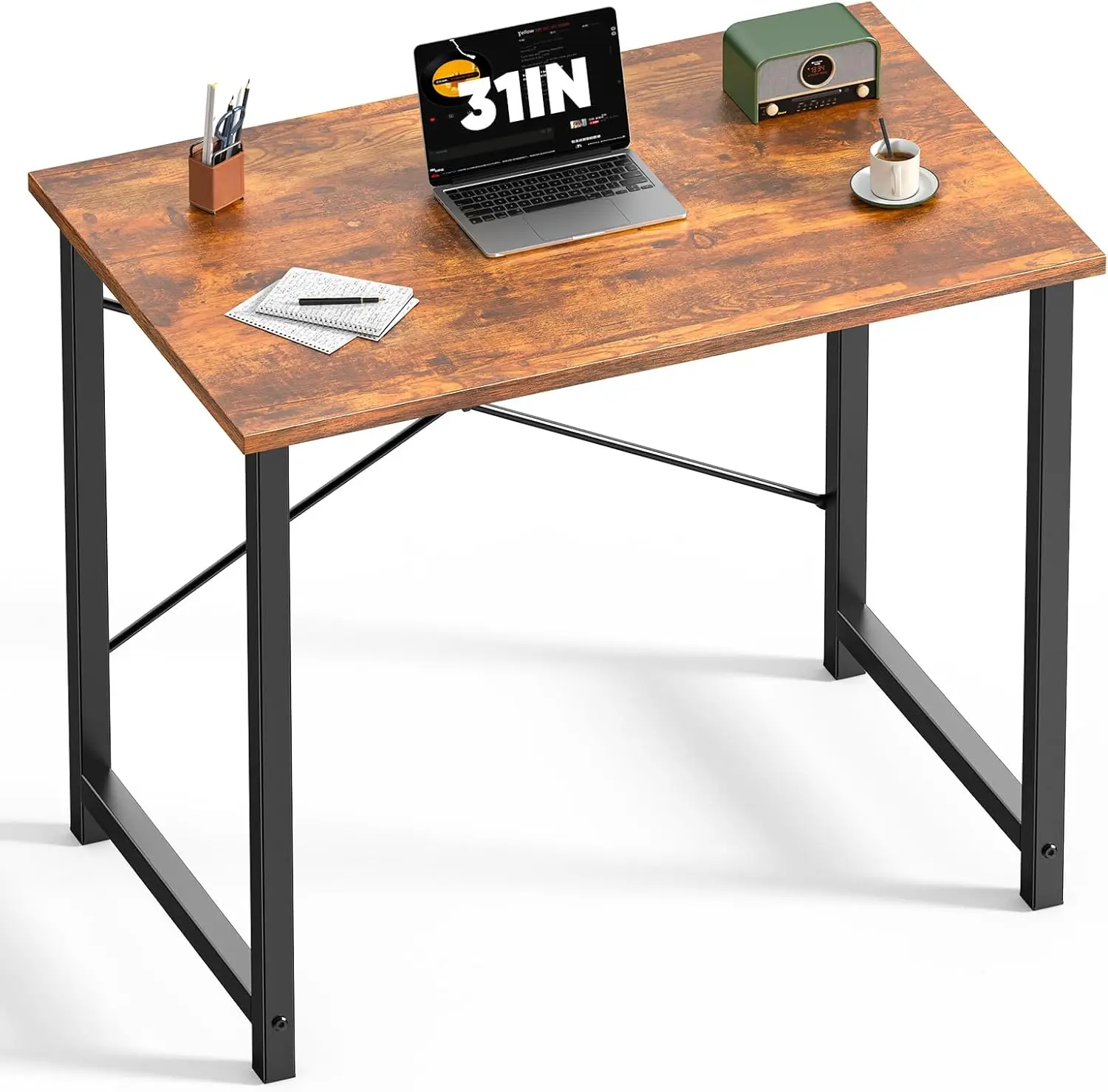 

32 in Small Computer Desk for Home Office, Modern Study Work Table Simple Style for Bedroom, Writing Desks with X-Shaped