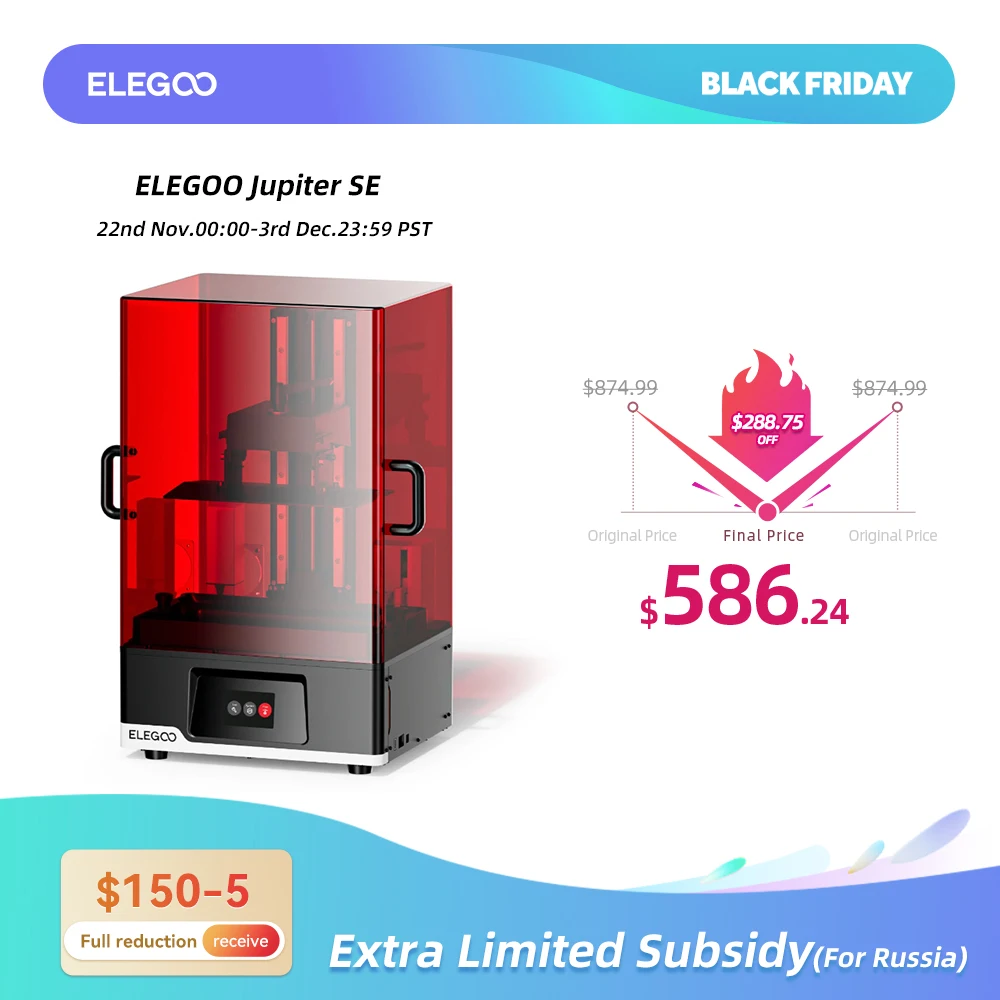 ELEGOO Jupiter SE 6K Mono LCD 3D Printer 12.8'' 6K LCD Resin 3D Printer COB+Refractive Light Source Printing Size 278*156*300mm