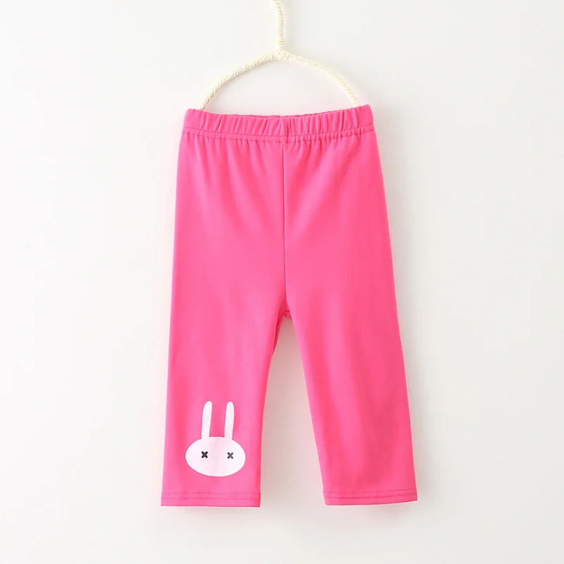 Summer Girls Leggings Rabbit Kids Knee Length Pants Leggins Trouser Elastic Cotton Candy Color Children Capris Girl Skinny Pants