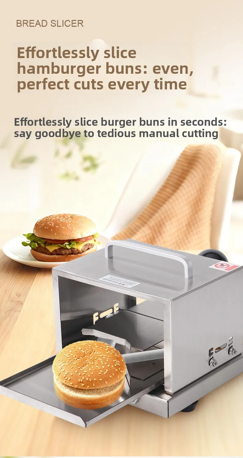 Manual Commercial Bread Slicer Hamburger Bun Cutting Tool Bakery Kitchen Accessory