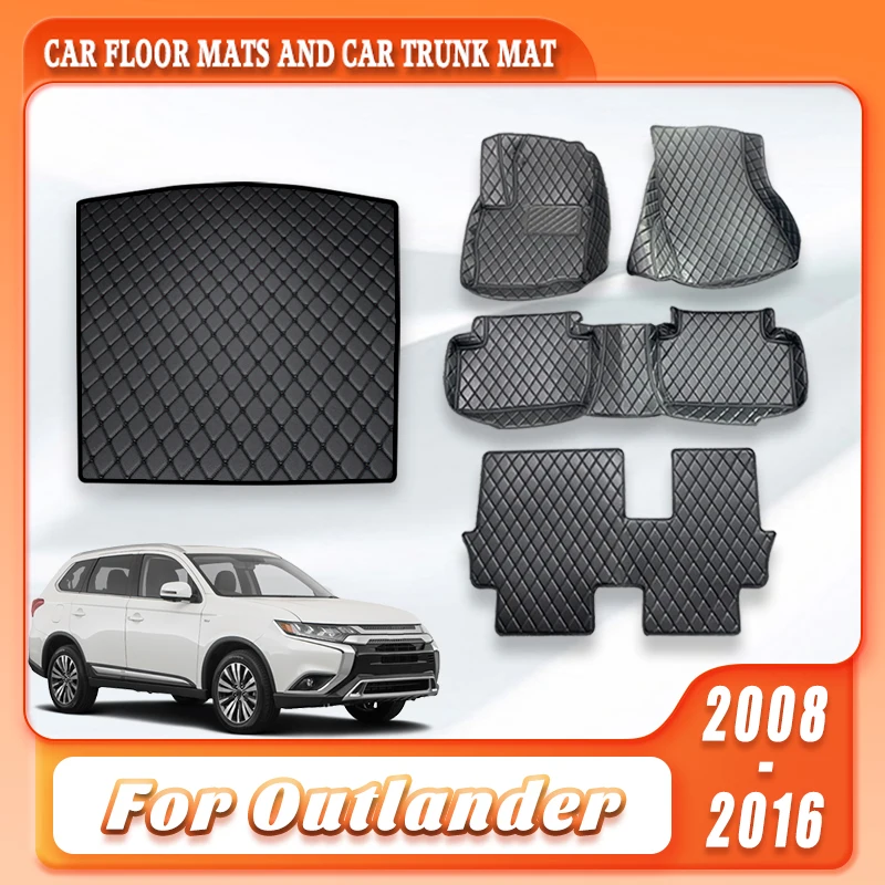 

Car Floor Liners Trunk Mat For Mitsubishi Outlander 2008-2016 All Weather Wear-Resistant Front Rear Pads Custom Fit Auto Carpets