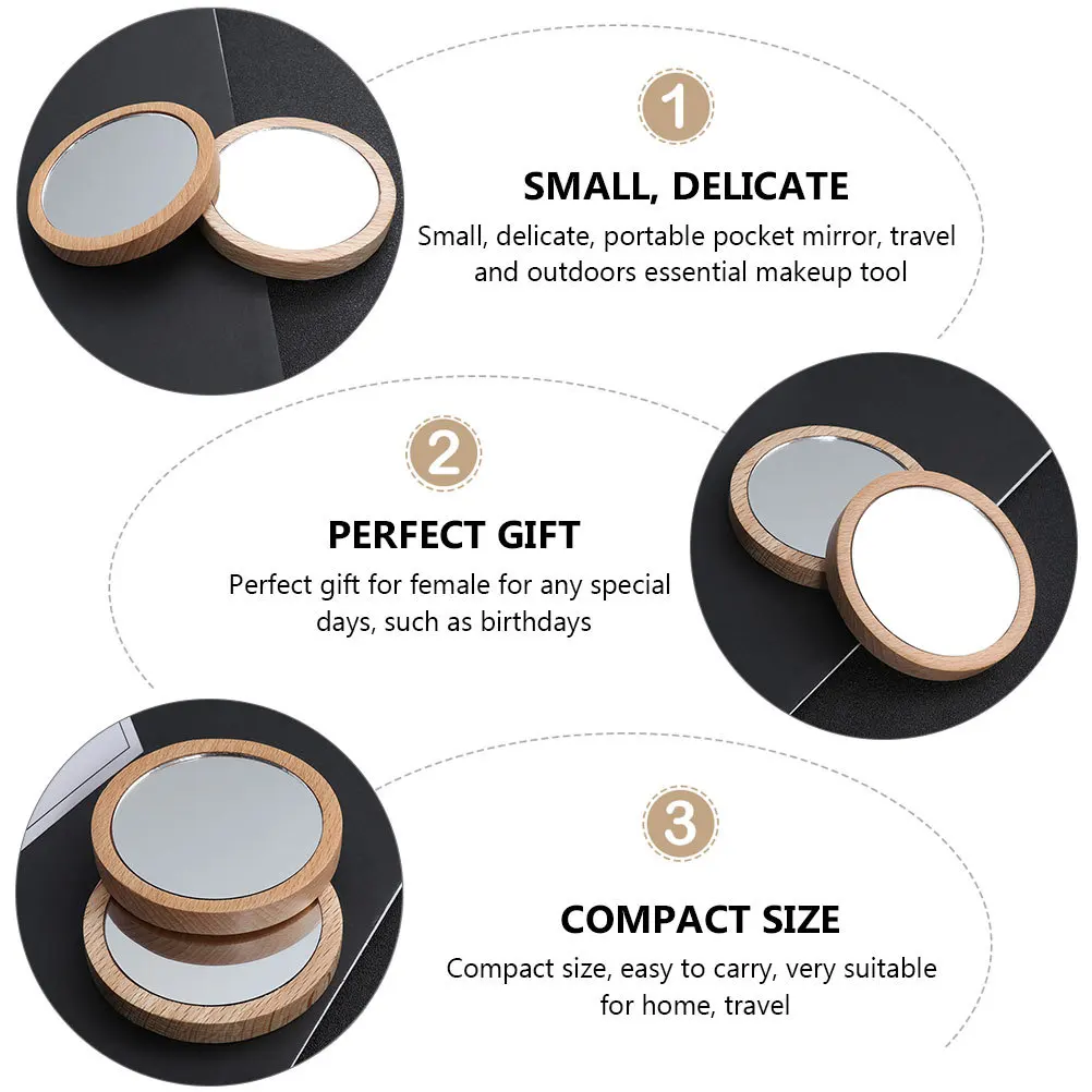 2 個ミニ化粧鏡コンパクトラウンドポータブルポケット小さなミラー旅行旅行化粧必需品女性