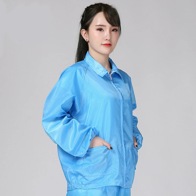 

Anti static clothes and Cleanroom Clothes working clothes ESD Jacket Clothes Color Blue ( NO Trousers)