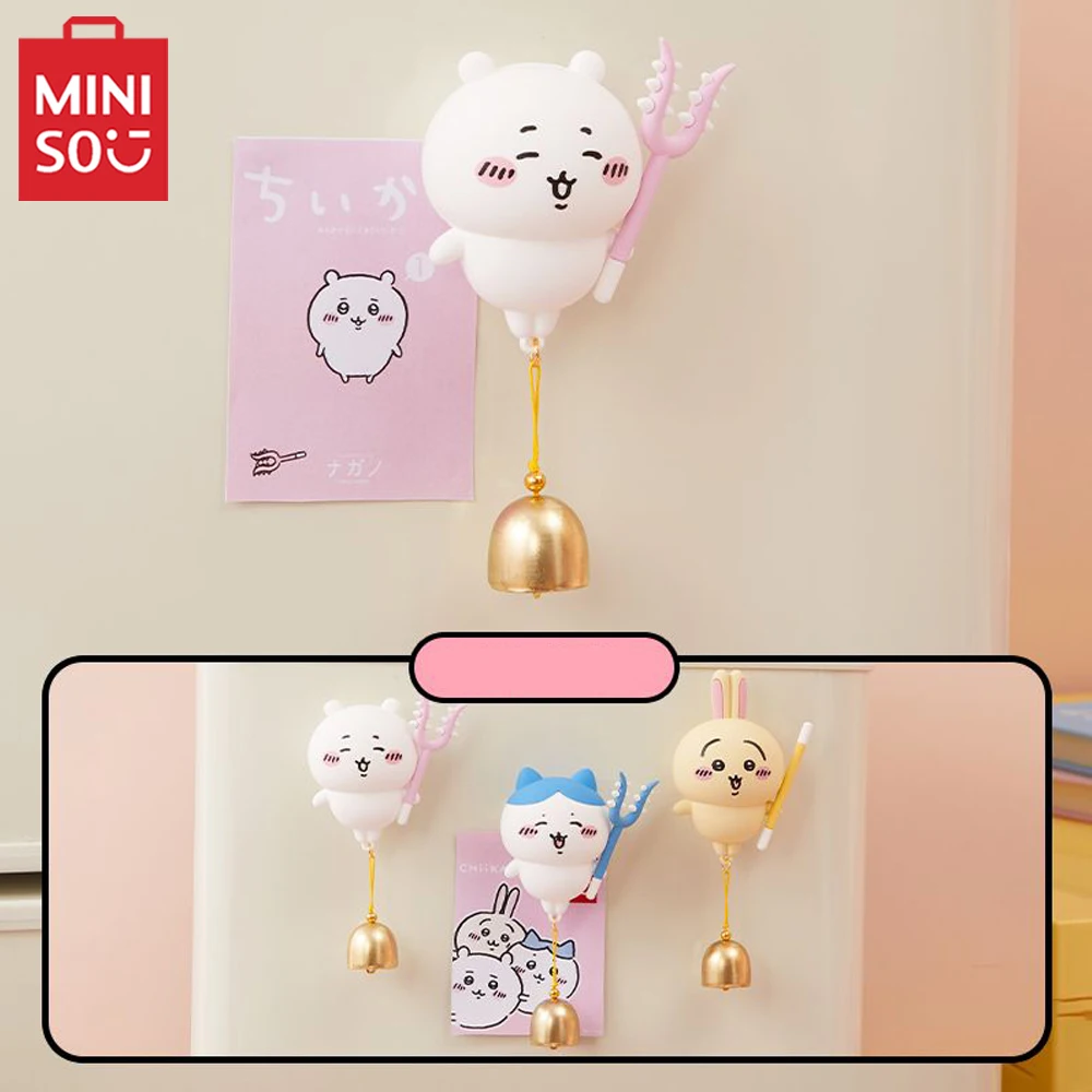 MINISO Anime Cartoon Chiikawa Series Hachiware Usagi Refrigerator Magnetic Attraction Bell Ornament Cute Magnetic Stick Ornament