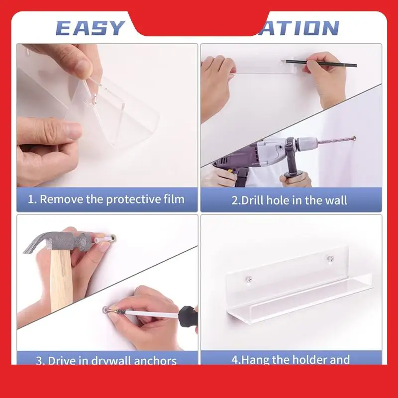 Record Shelf Wall Mount, 12 Inch Clear Acrylic Album Record Holder Display, Floating Shelves For Wall, Magazine Shelf