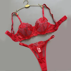 Sexy Lingerie Floral Embroidery Bra and Panties Sets Hot Erotic Ensemble Lingeries Femmes Exotic Sets Fantasy Intimate Underwear