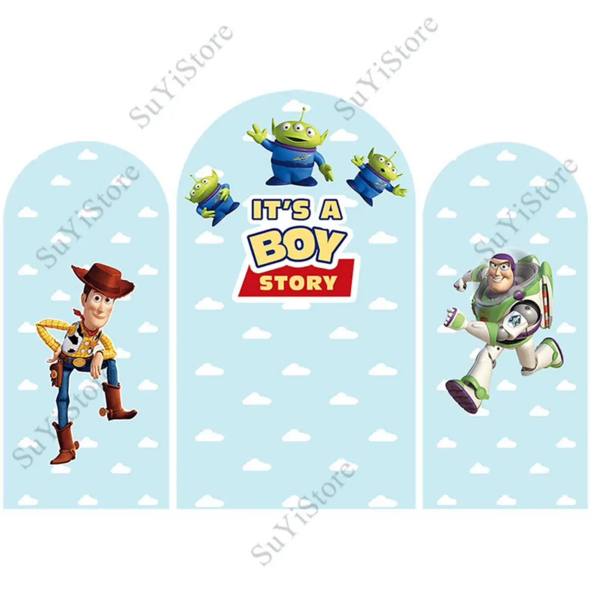 Pixar Toy Story Arch Backdrop Kids Birthday Party Arched Wall Buzz Lightyear Custom Photography Background For Photo Props