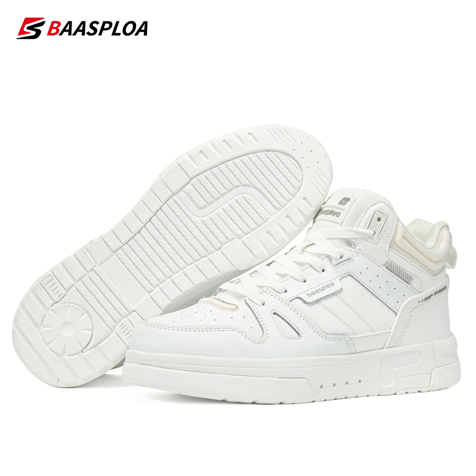 Baasploa Men Winter Boots Comfort Leather Cotton Shoes for Men Thickened Plush Warm Casual Sneakers Male Non-Slip Wear Resistant