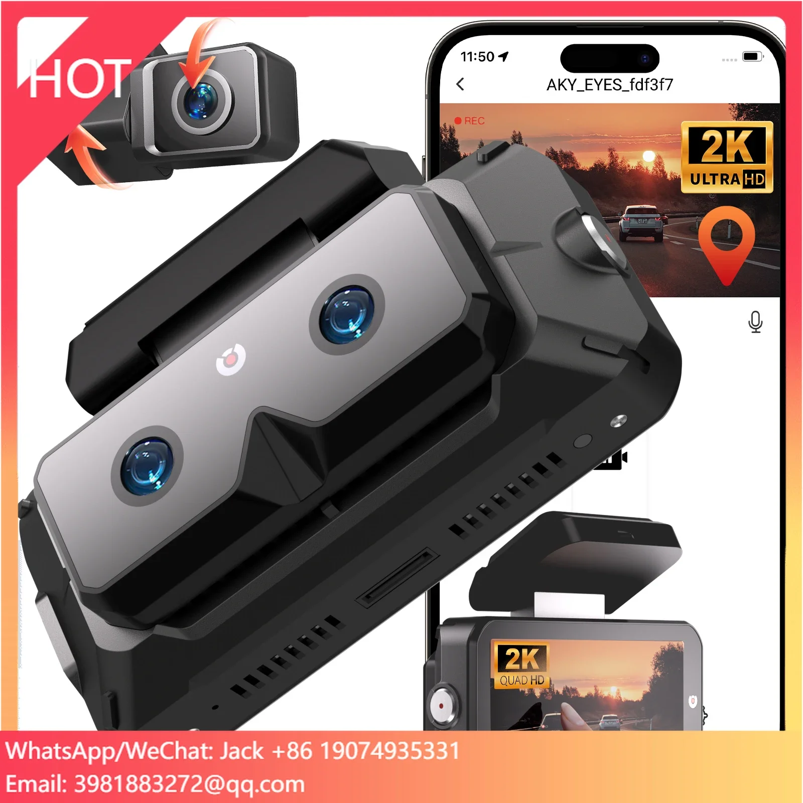 AKEEYO Telecamera per auto 3 vie Smart Ai Specchio Bsd Adas 3 lenti Dashcam con Wifi
