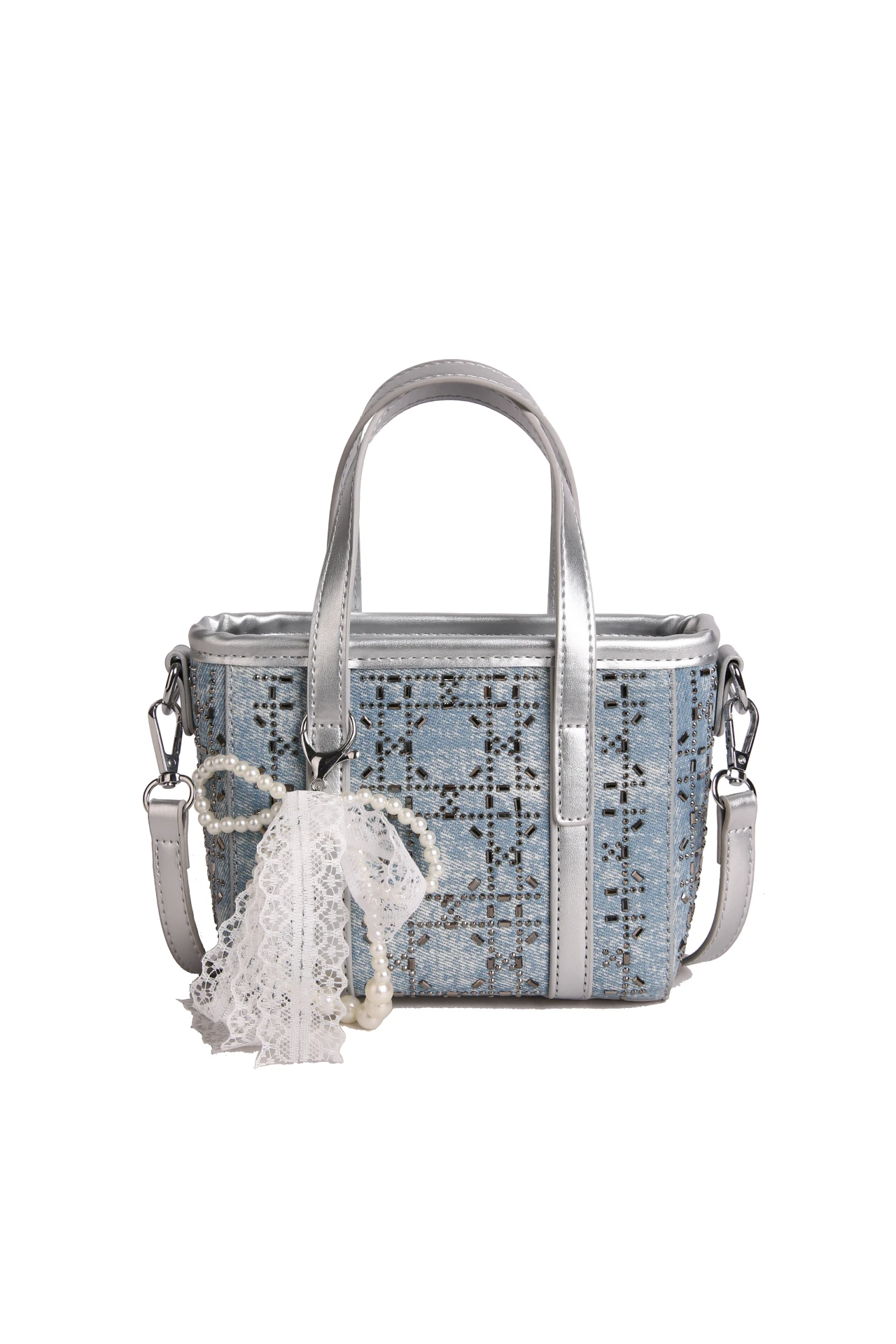 

Bags women handbags ladies. In the summer of 2025, the new retro denim studded bag is a fashionable hand-held messenger bag.