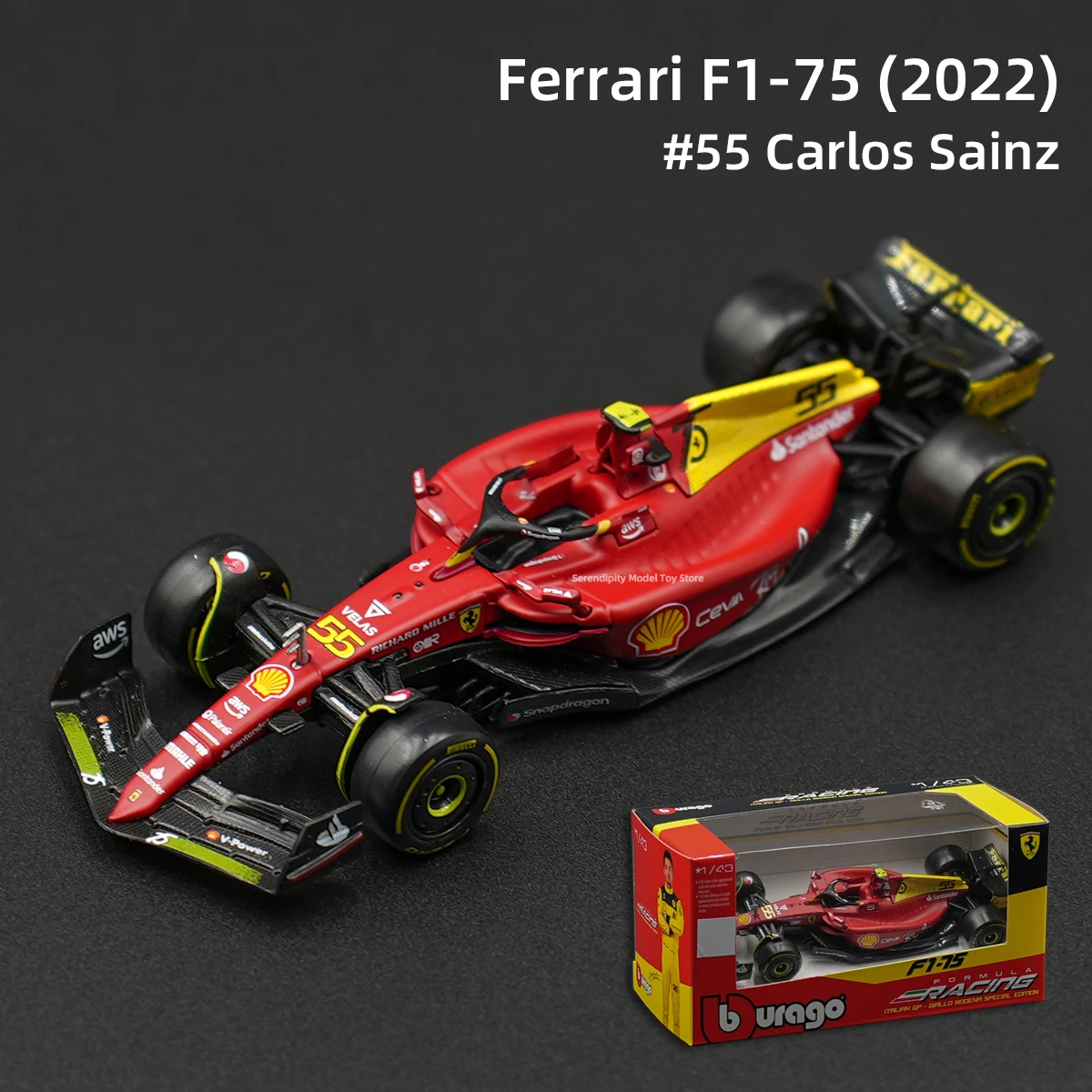 Bburago 1:43 Ferrari 2022 F1-75 Die Cast Vehicles Collectible Model Formula Racing Car Toys